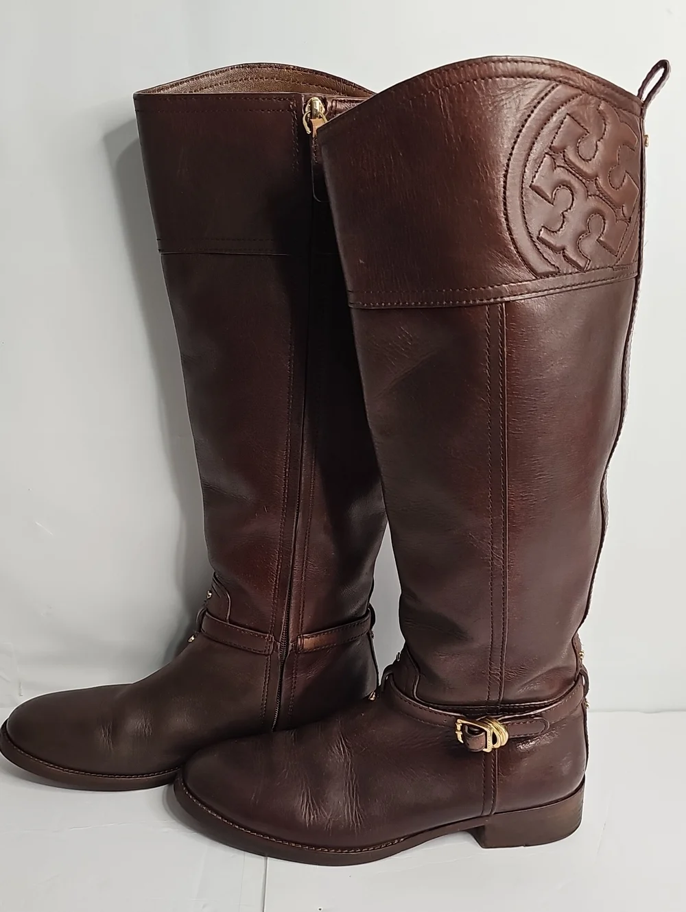 Tory Burch  Simone Dark Brown Leather Over-the-Knee Riding Boots.